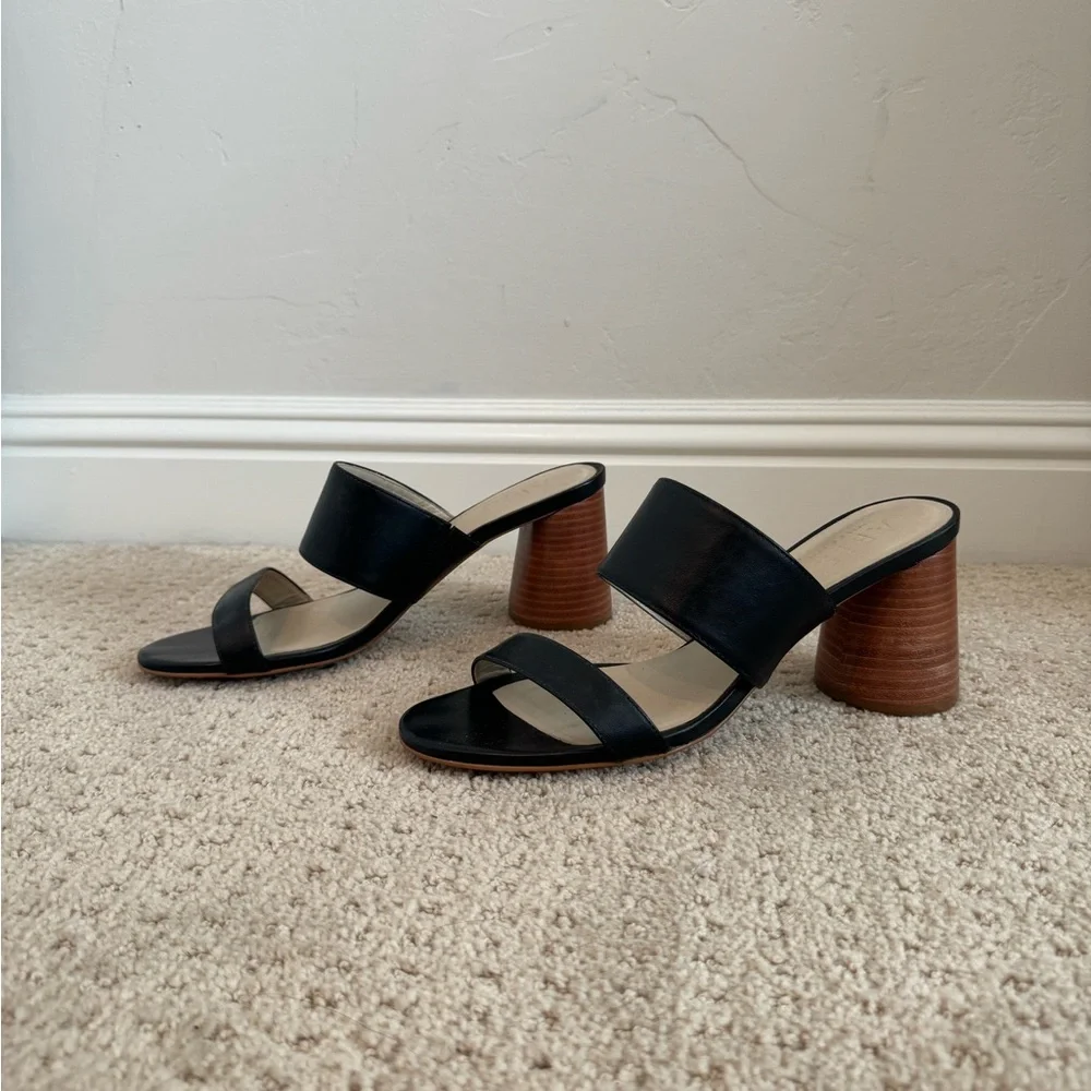 Able Black and Cream Heeled Sandals - Picture 2 of 8